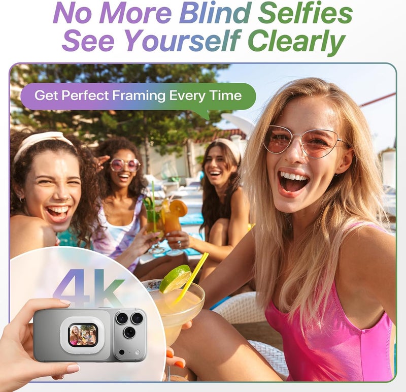 MOMAN Mini Selfie Monitor Screen with 4K 60fps & Encrypted Private Wireless for iPhone 7-17 Series, Magnetic Back Camera Vlog Monitor, P2P Wireless, 98 ft Range for TikTok, YouTube, Vlogging - Image 3